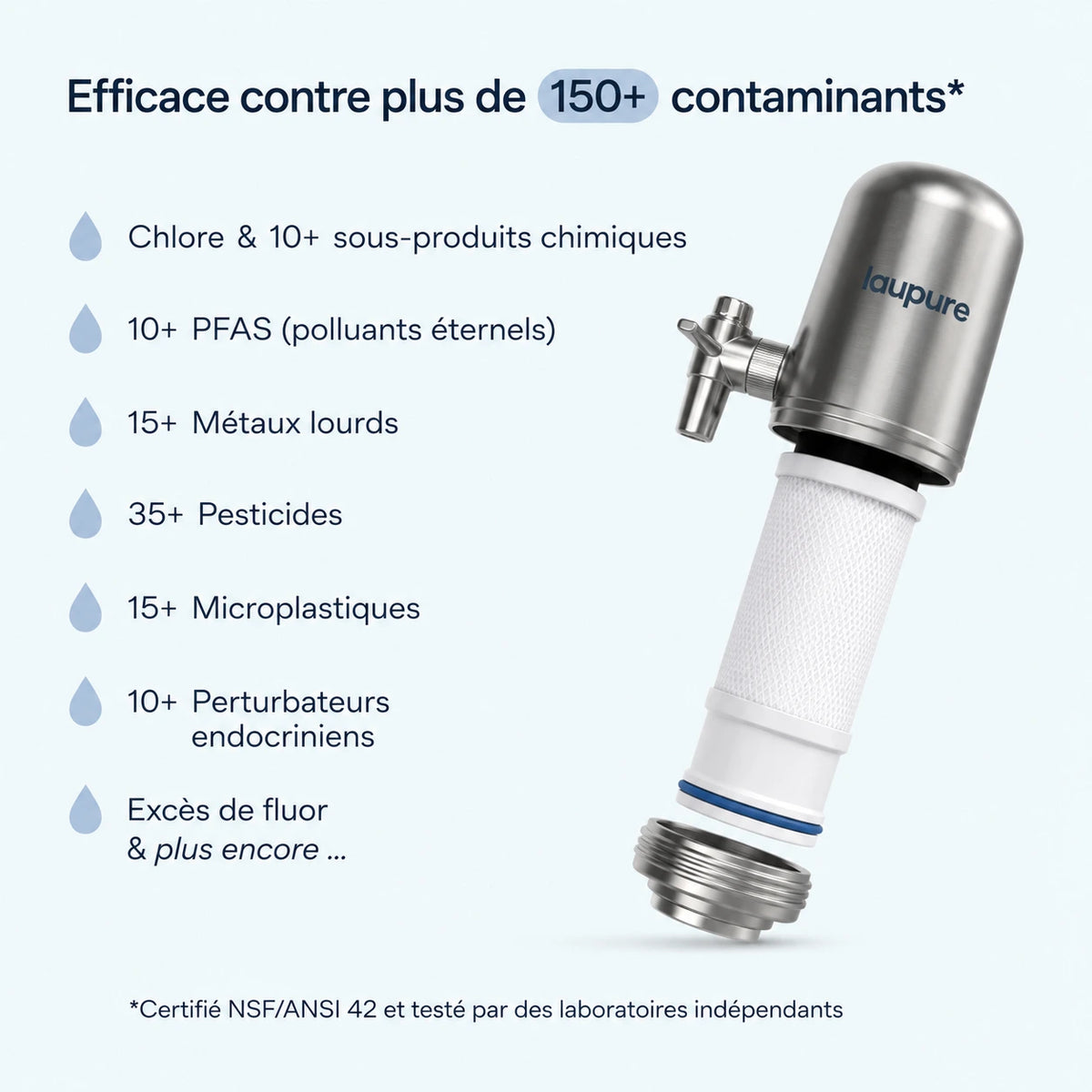 Filtre à robinet en acier inoxydable