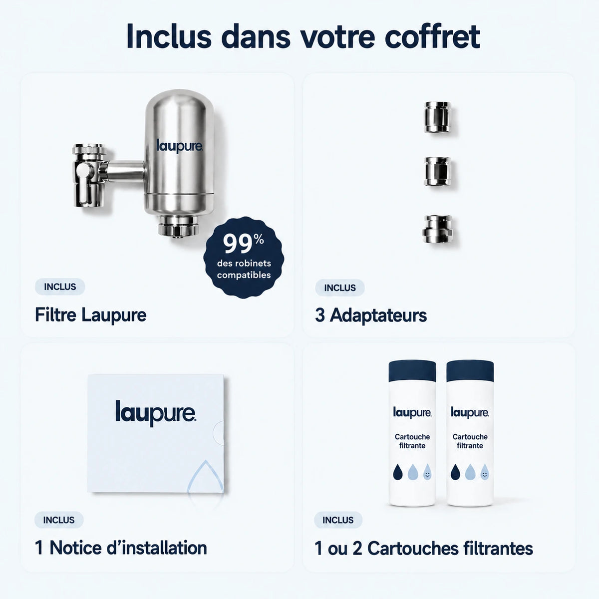 Filtre à robinet en acier inoxydable
